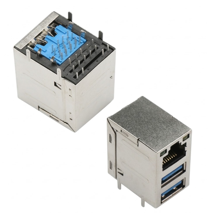 集成RJ45+双层USB,1G,带LED